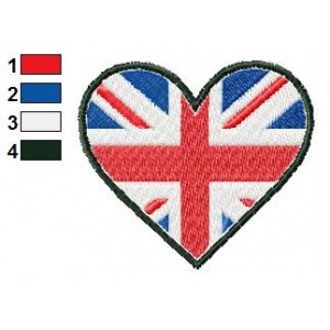 England Heart Flag Embroidery Design